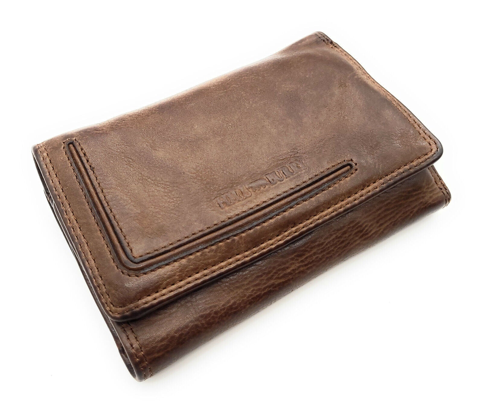 Hill Burry echt Leder Damen Geldbörse Portemonnaie mit RFID Schutz gewaschenes Rindleder braun