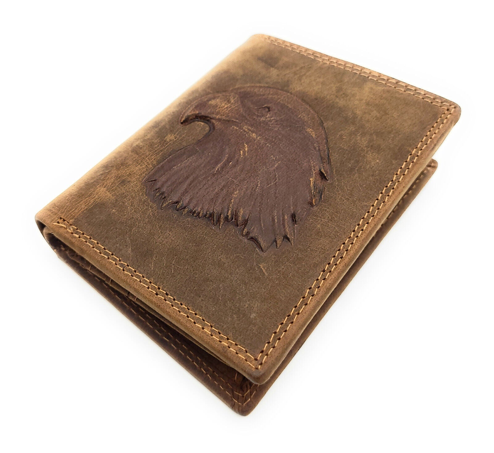 echt Leder Geldbörse RFID Schutz Hunterleder Portemonnaie Adlerkopf