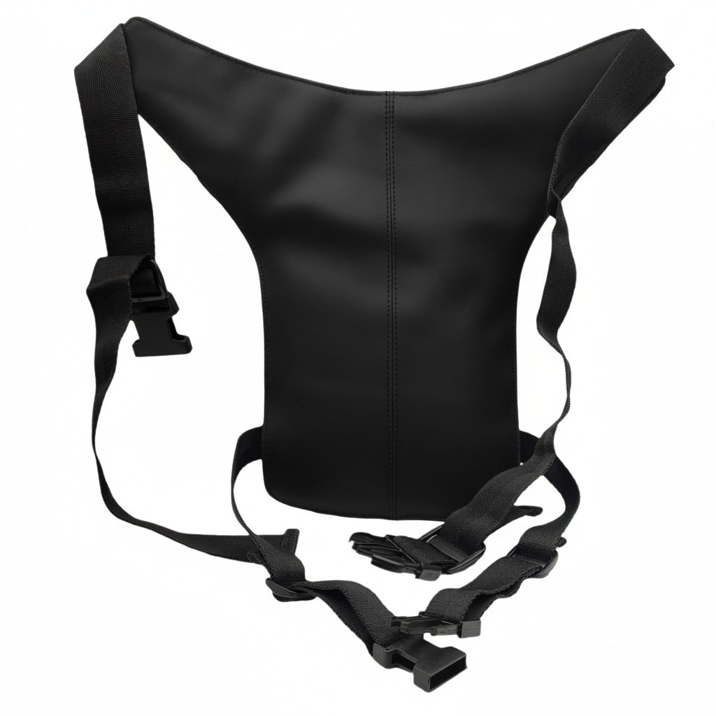 Beintasche aus Hunterleder Schwarz – Robuste Ledertasche - Bauchtasche mit 5 Reißverschlussfächern