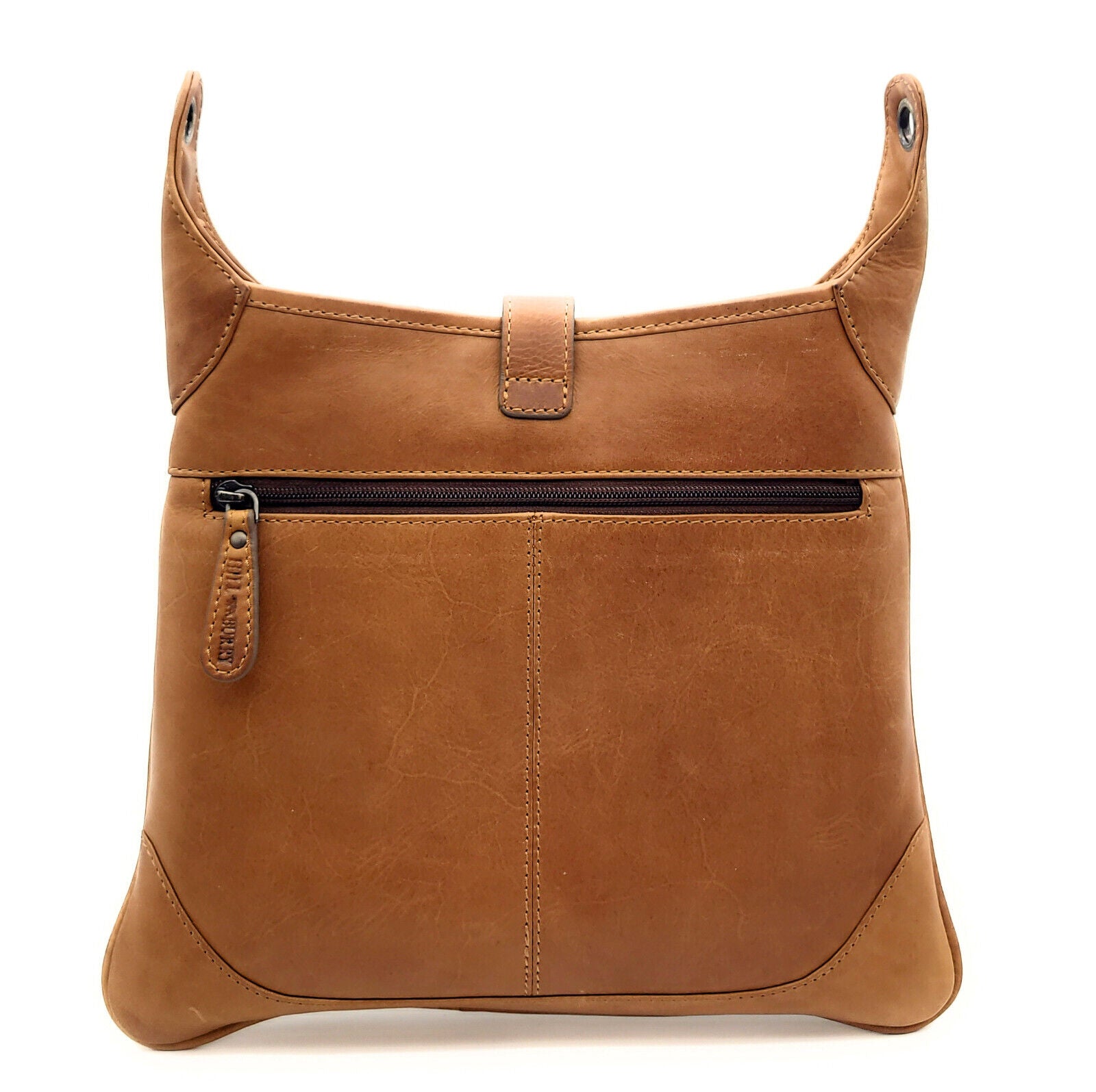 Hillburry Damen Handtasche Umhängetasche Braun – Echtleder, Verstellbarer Schultergurt, Karabinerverschluss