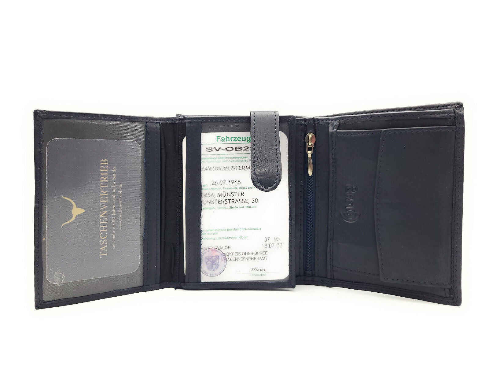 Jockey Club Basic echt Leder Geldbörse Portemonnaie Geldbeutel RFID Schutz navy blau