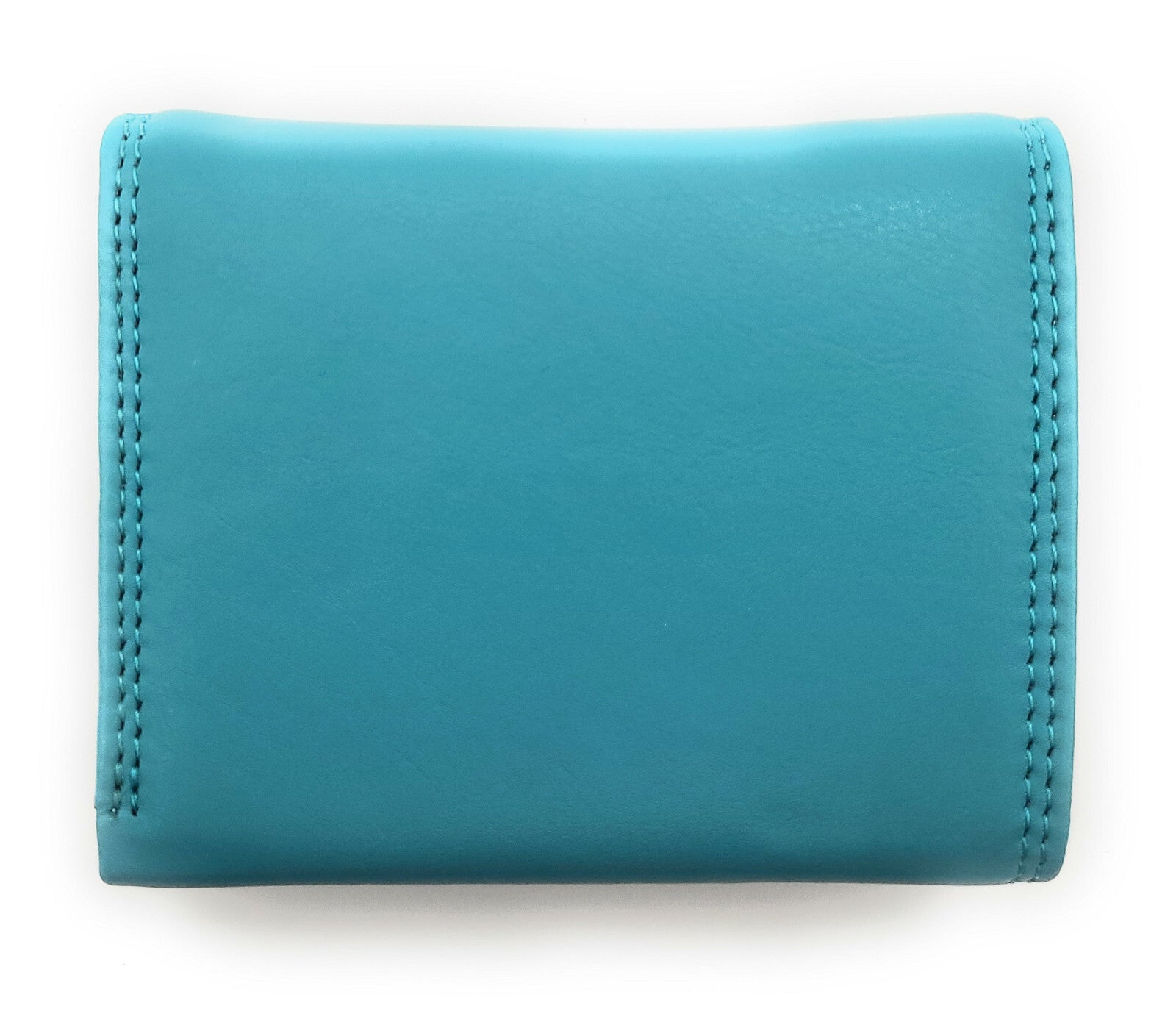 Farbenfrohe Geldbörse aus Nappaleder mit RFID-Schutz, klein & kompakt, viele Fächer Türkis