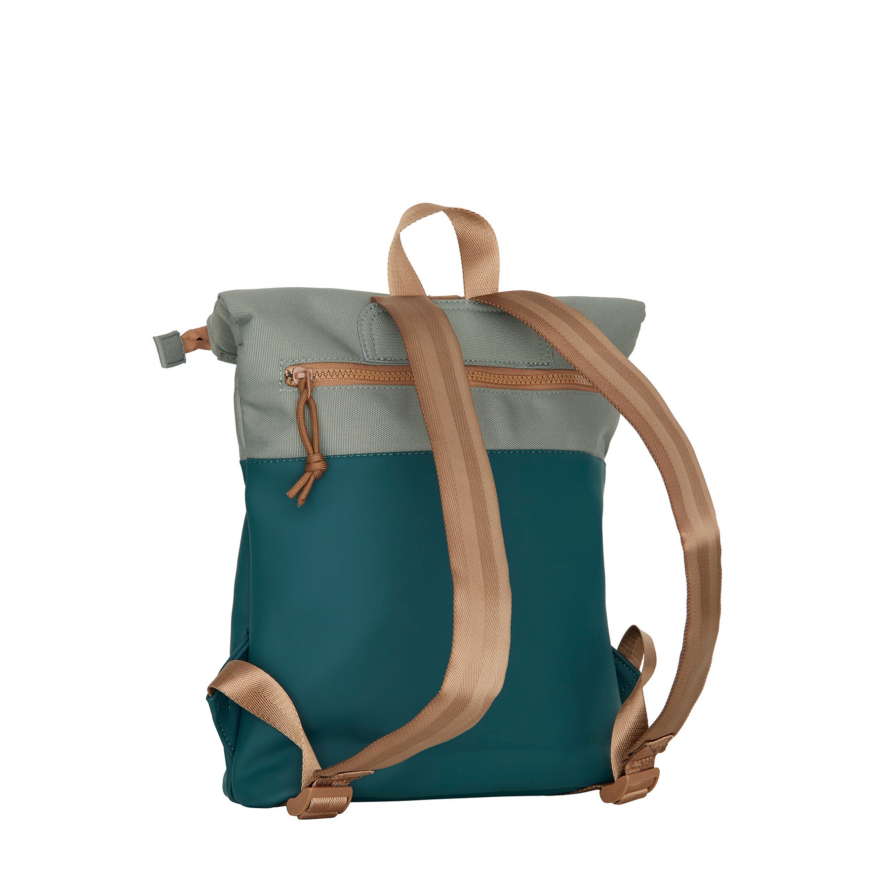 New Rebels Ferron Roll Up Rolltop City Rucksack Los Angeles wasserabweisend Petrol Grün Kupfer