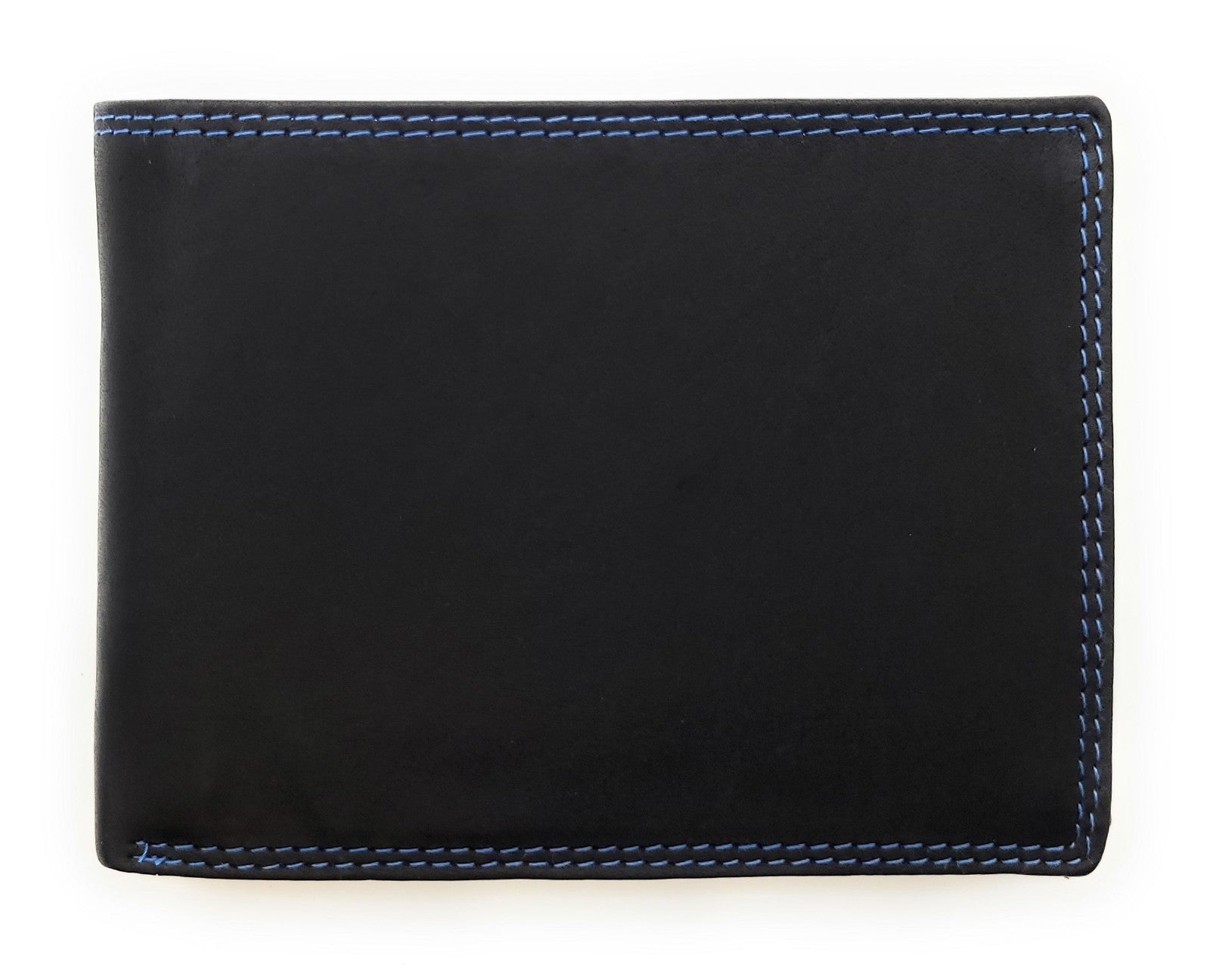 Lemasi Geldbörse Economy Line – Echtleder Geldbörse mit RFID-Schutz, 6 Kartenfächern, Münzfach & Reißverschlussfach schwarz royalblau
