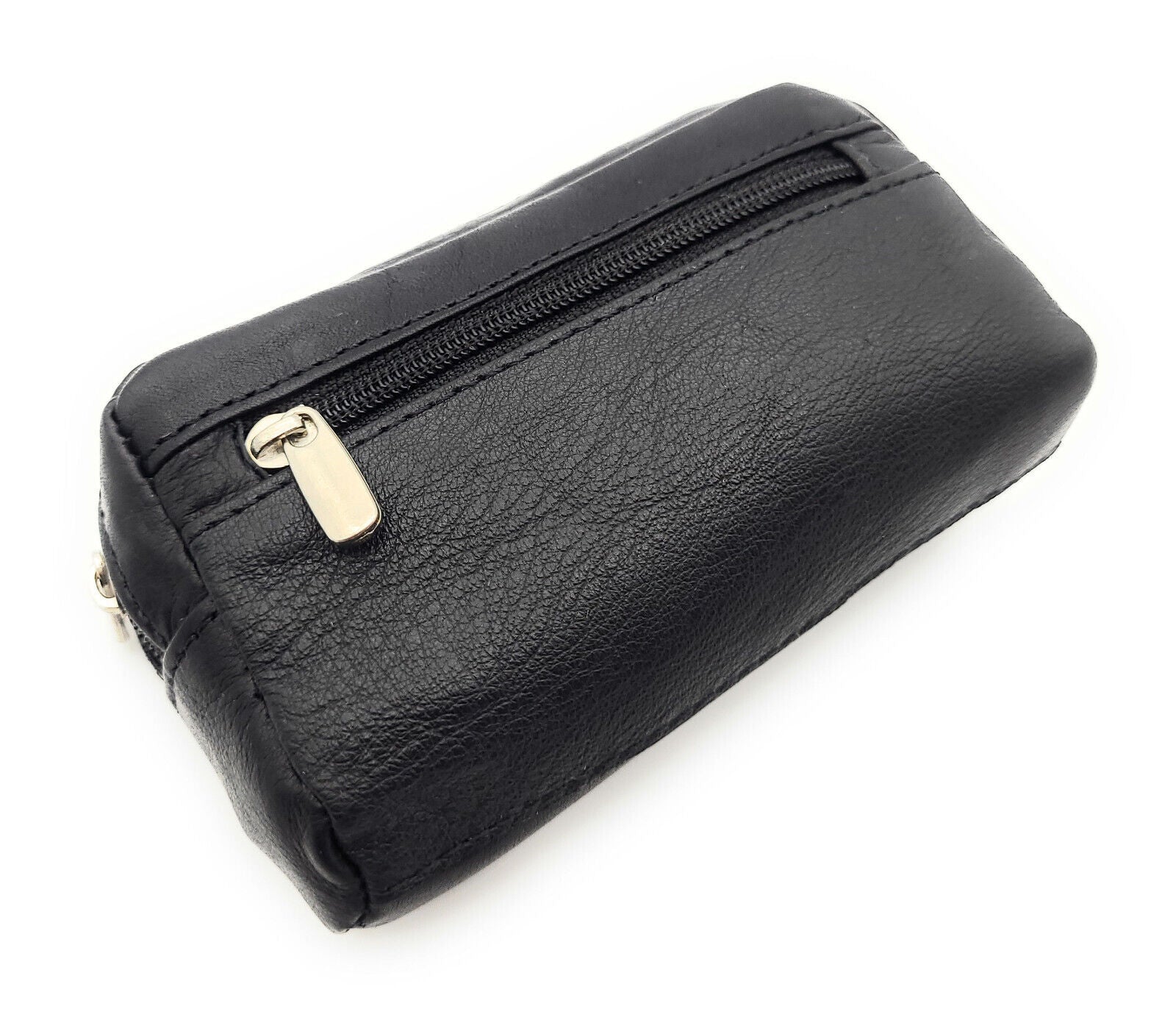 Schlüsseletui Kofferform – Echtleder (Nappa) | Reißverschlussfach, Schlüsselringe, Schwarz