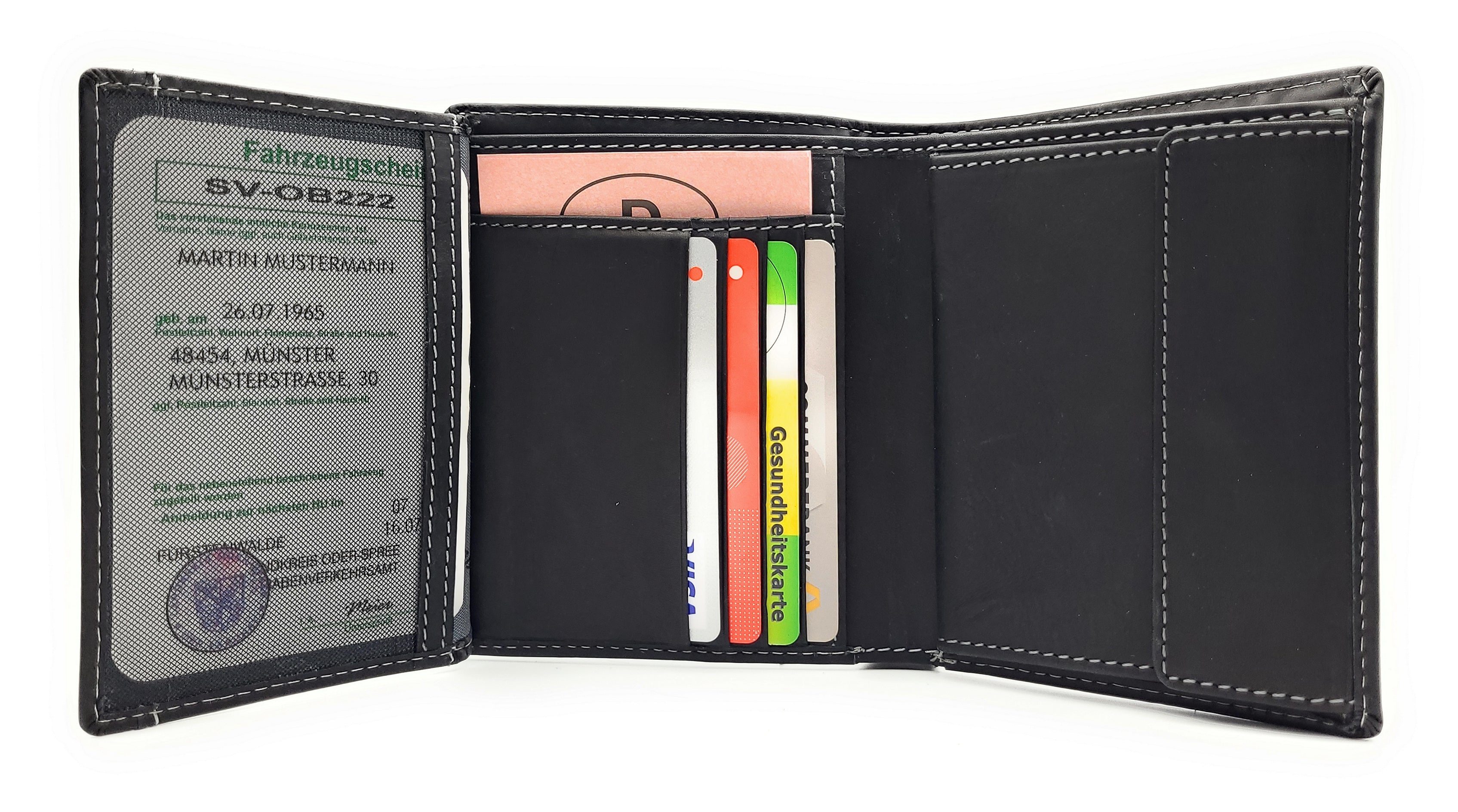 Esquire echt Leder Geldbörse Portemonnaie mit RFID Schutz "Dallas" schwarz