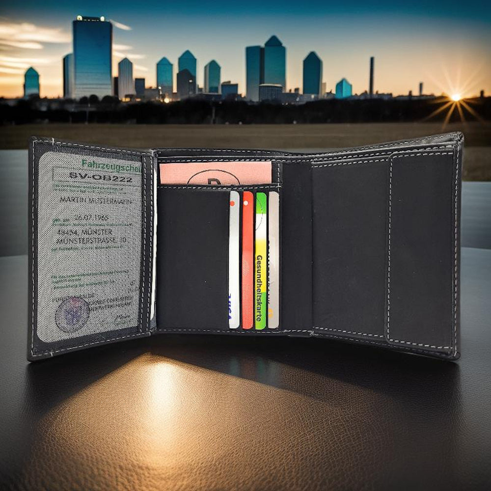 Esquire echt Leder Geldbörse Portemonnaie mit RFID Schutz "Dallas" schwarz