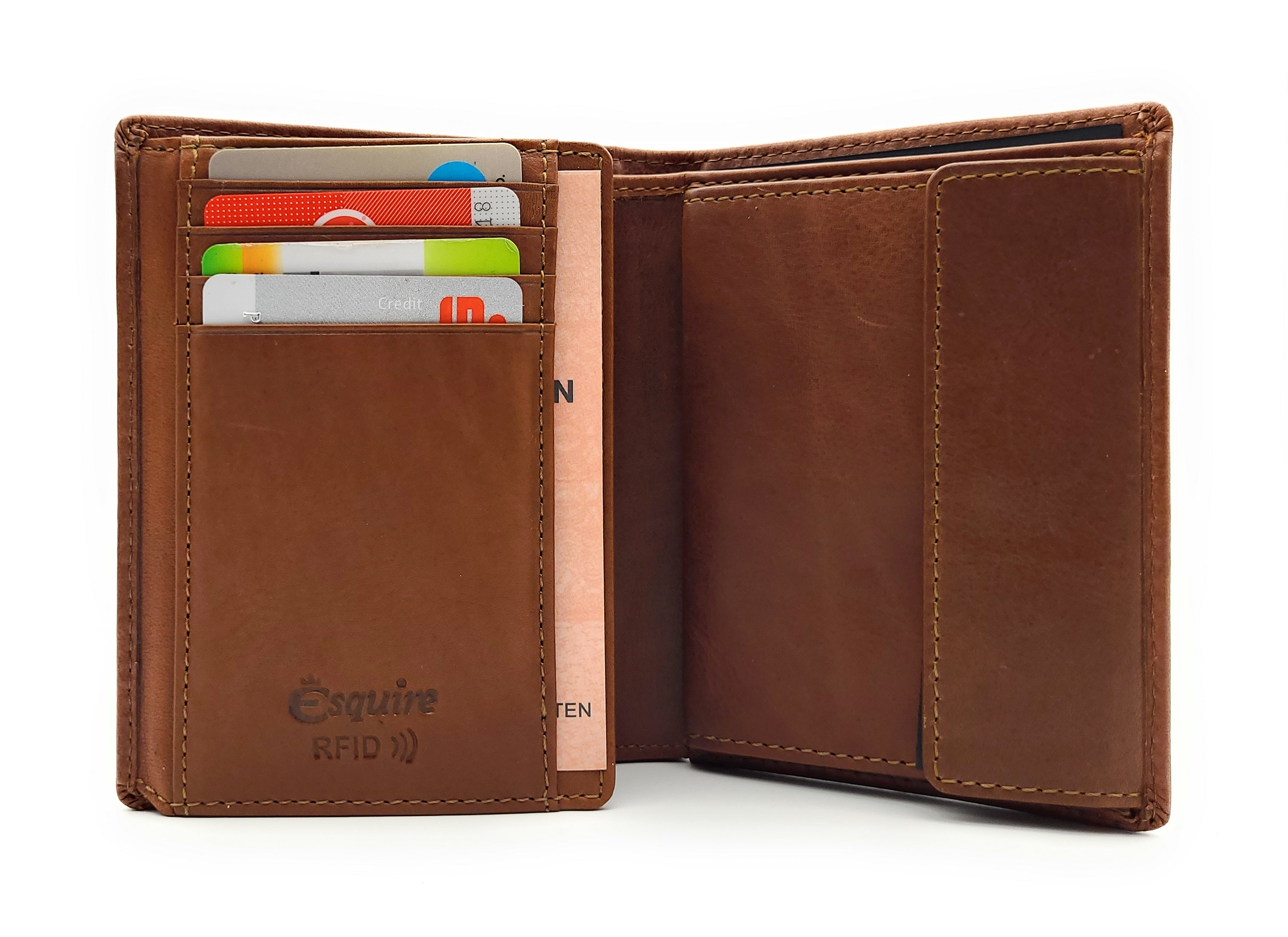 Esquire echt Leder Geldbörse Portemonnaie mit RFID Schutz "Dallas" braun