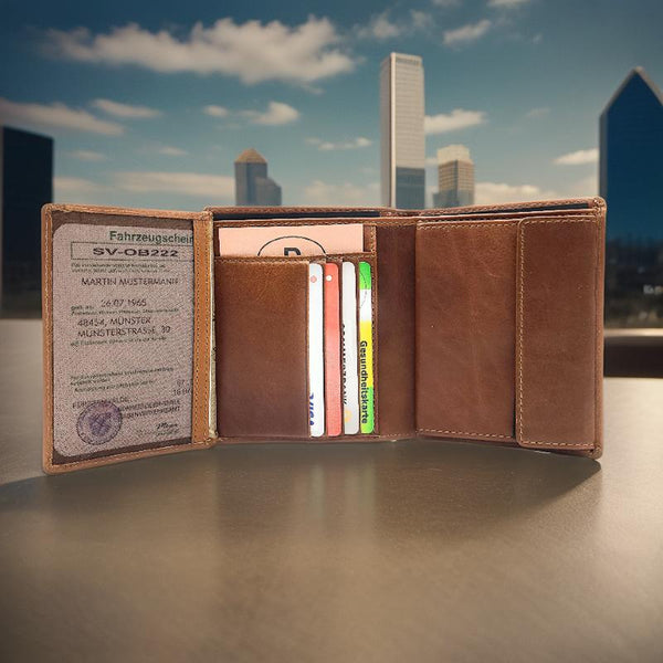 Esquire echt Leder Geldbörse Portemonnaie mit RFID Schutz "Dallas" braun
