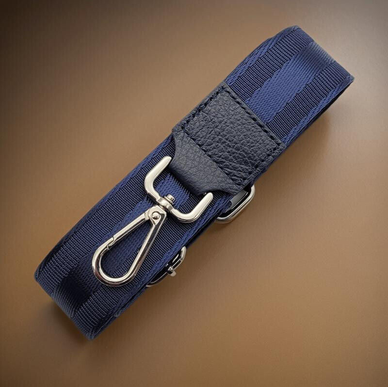 Ersatz Taschengurt Schultergurt Tragegurt Schulterriemen 4cm made in Italy blau silber
