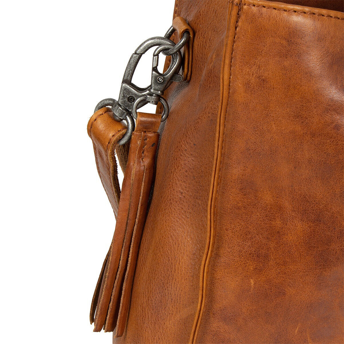 Justified Bags echt Leder Medium Damen Shopper Handtasche abnehmbarer Schultergurt Nynke cognac
