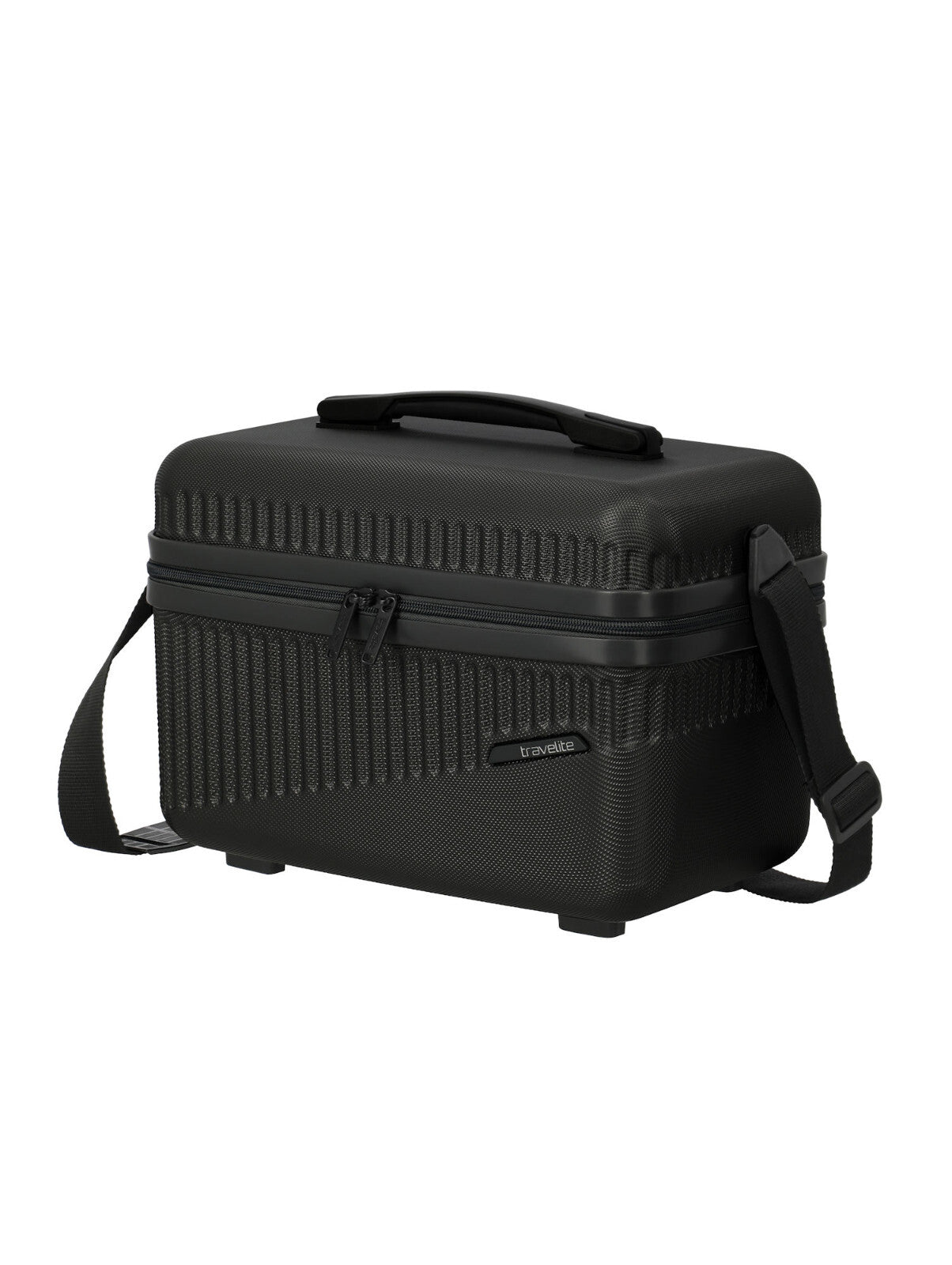 Travelite Bali Beautycase – Kosmetikkoffer 36 cm | 17 l | Hartschale mit Trolley-Aufsteckung & Schultergurt schwarz