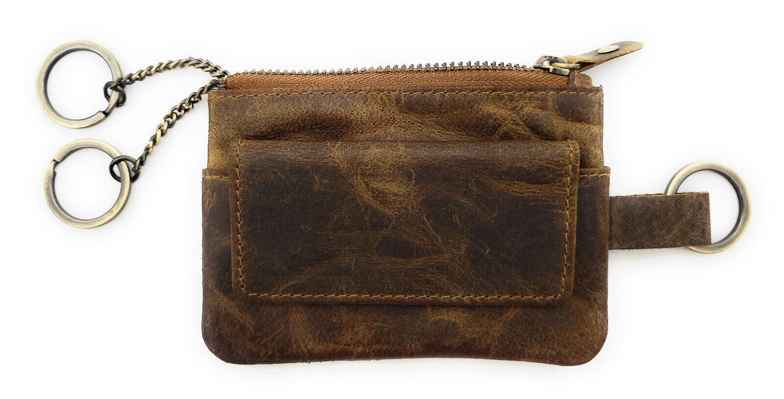 Lemasi echt Leder Schlüsseletui Schlüsselgarage Büffel-Vollleder Mini Geldbörse