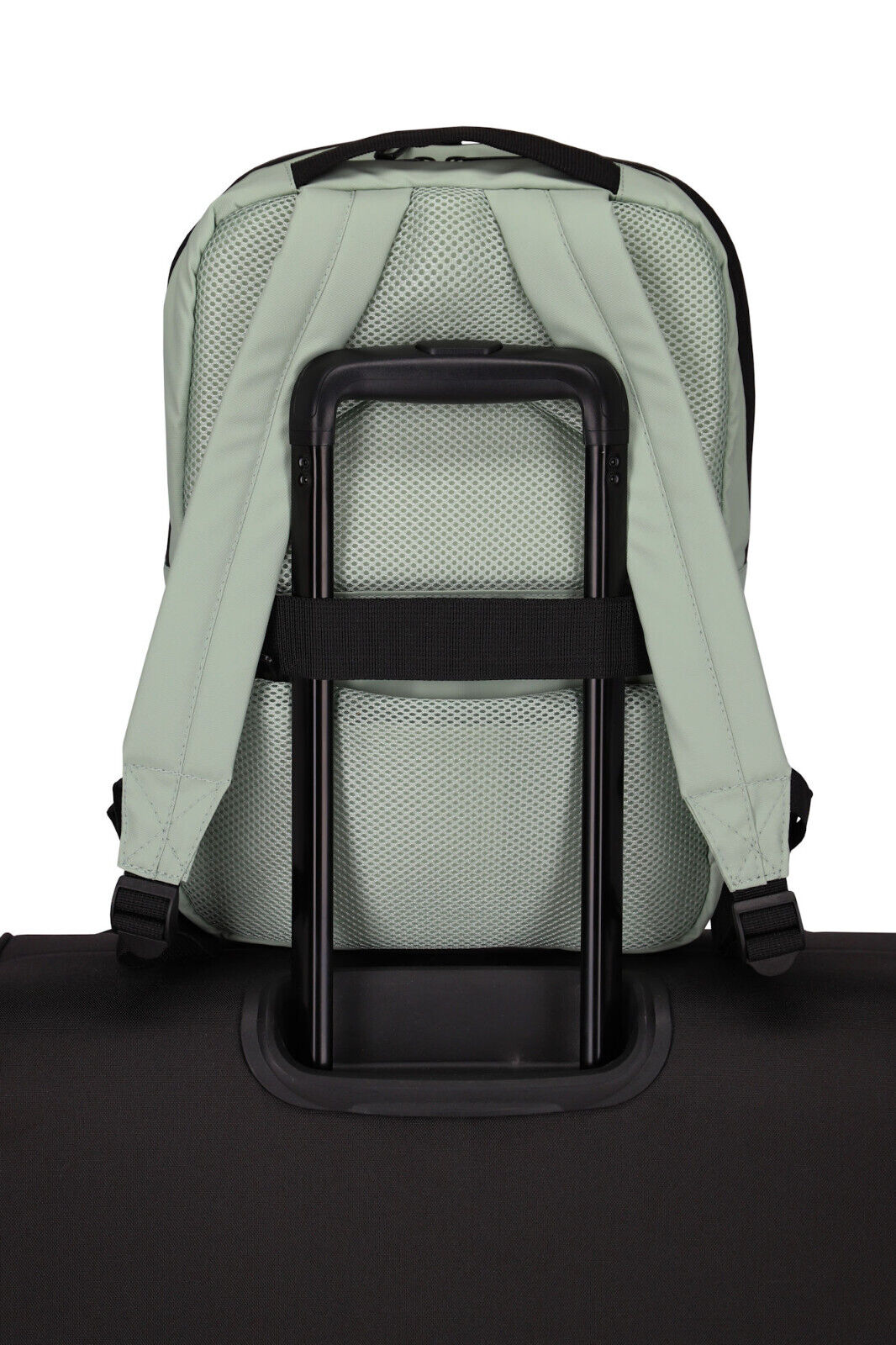 Travelite Basics Plane Cityrucksack – Wasserabweisender Daypack mit 14-Zoll-Laptopfach, spritzwassergeschützten Reißverschlüssen & Sicherheitsfach hellgrün