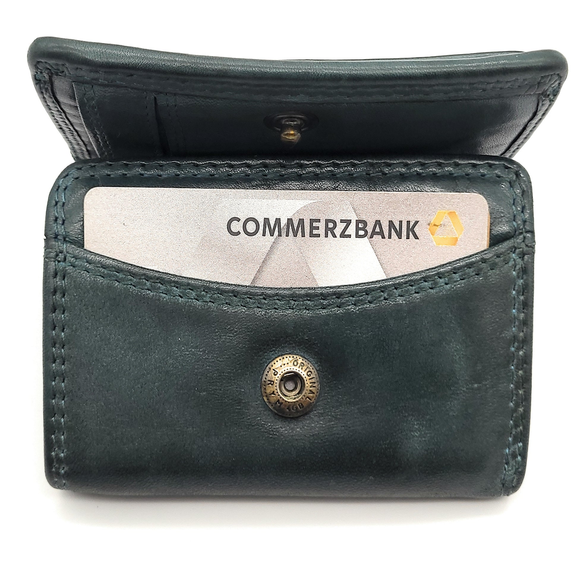 Hill Burry kleine echt Leder Damen Geldbörse Portemonnaie Waschleder mit RFID Schutz petrol