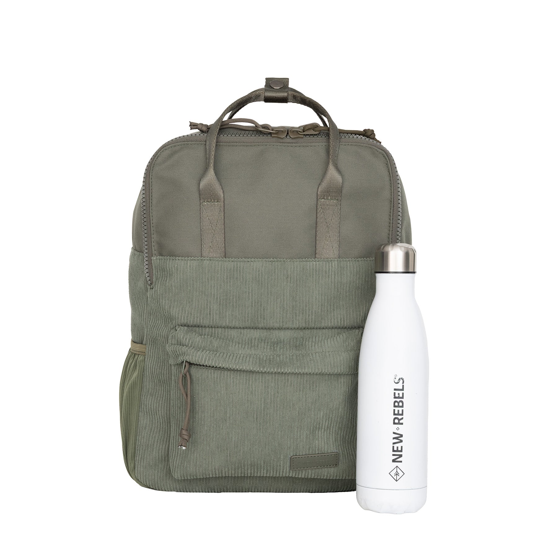 New Rebels Rucksack Ribbi Springfield mit Kordoptik und Tabletfach grün