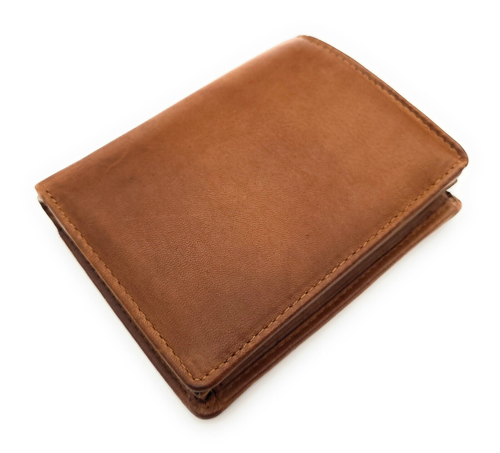 Jockey Club kompakte echt Leder Geldbörse Portemonnaie mit RFID Schutz gewachstes Rindleder cognac