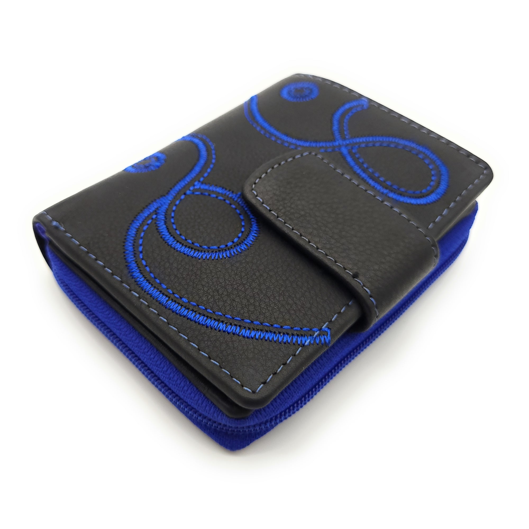 Jockey Club Damen Geldbörse Loop RFID Schutz - Echt Leder Klein Schwarz Royalblau