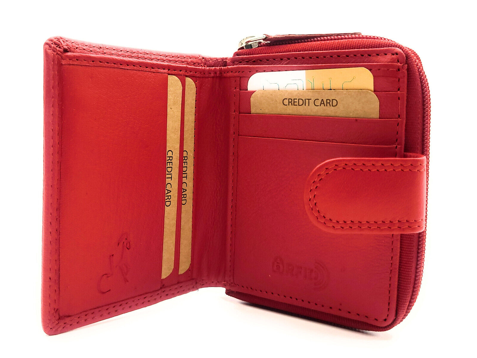 Jockey Club Basic echt Leder Mini Geldbörse Portemonnaie mit RFID Schutz rot