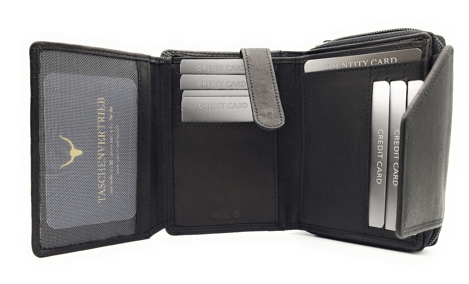 Jockey Club echt Leder Damen Geldbörse Portemonnaie Geldbeutel viele Fächer schwarz