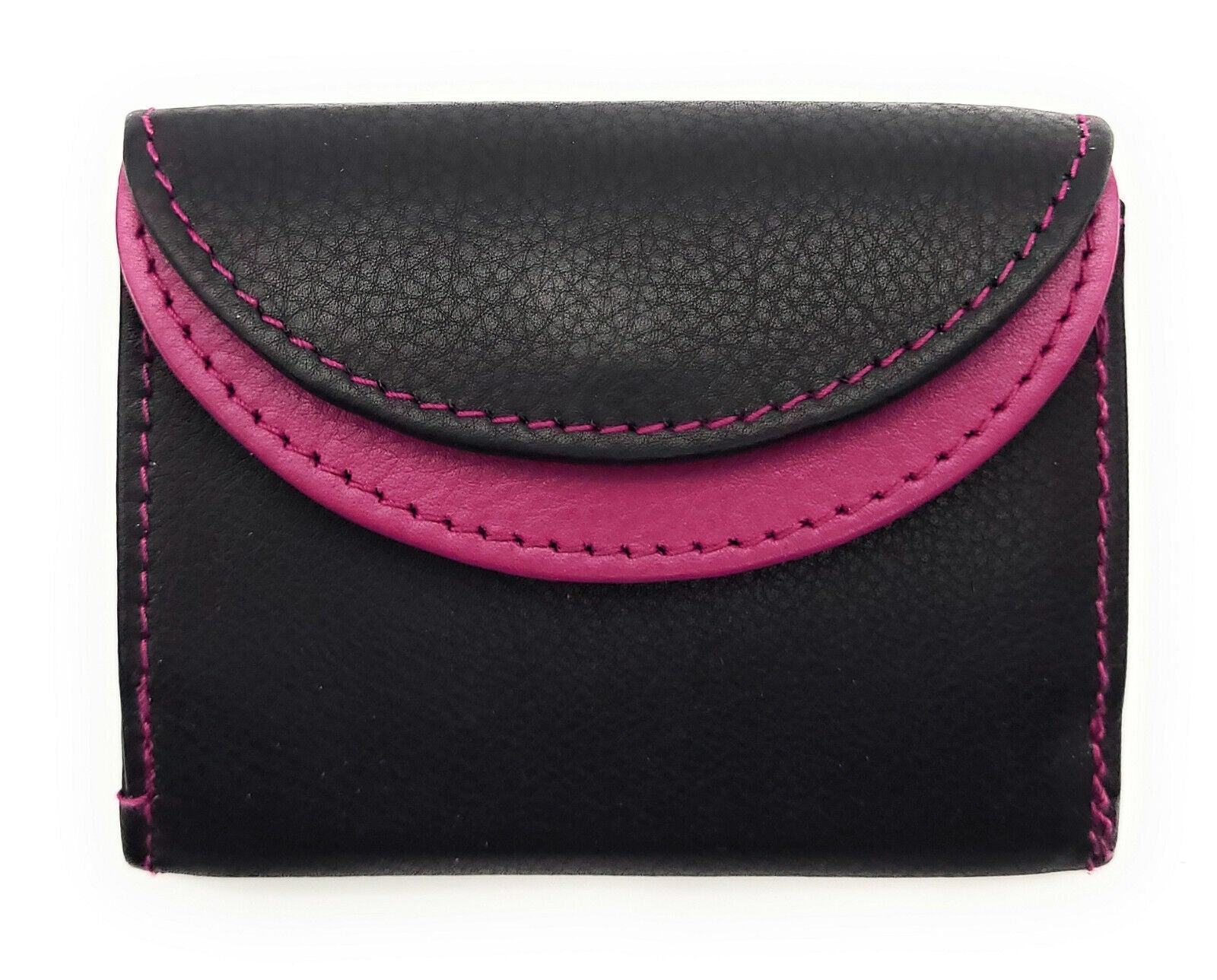 Jockey Club echt Leder Mini Geldbörse Wickelbörse Urlaubsbörse mit RFID Schutz schwarz beere