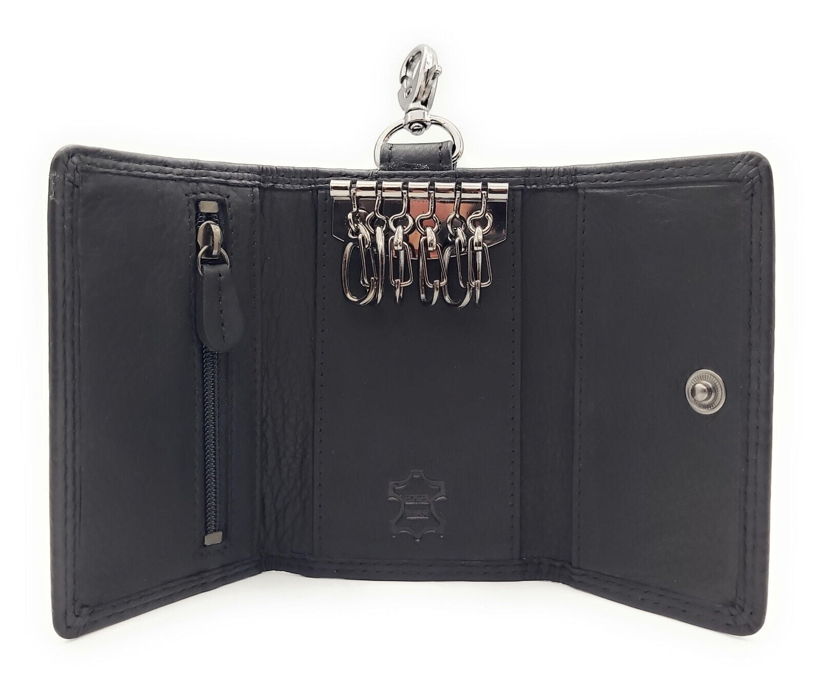 Hill Burry echt Leder Schlüsseletui Schlüsselgarage klassiche Hakenleiste schwarz