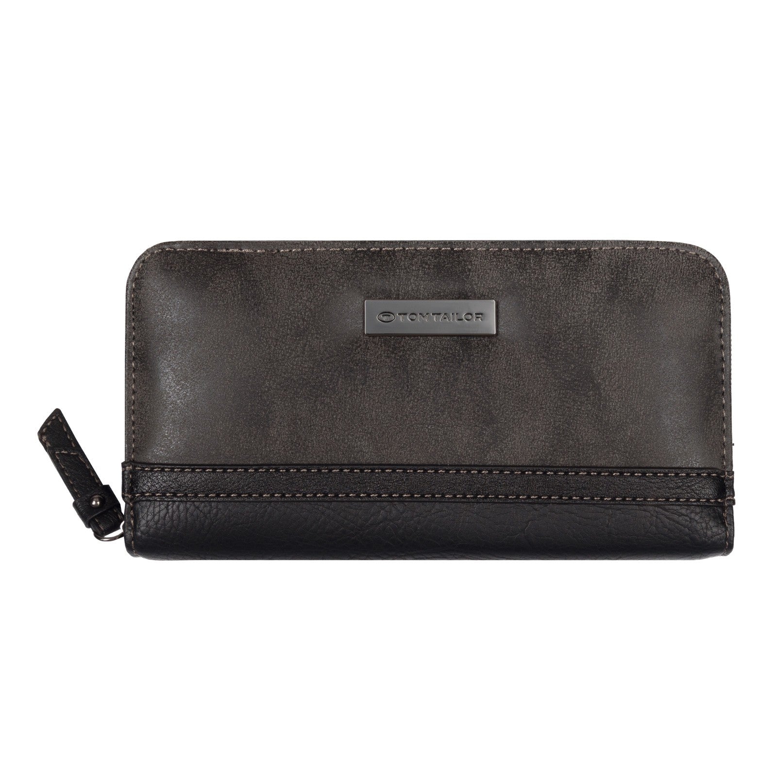 Tom Tailor Damen Geldbörse Elin – Long Zip Wallet mit 12 Kartenfächern, florales Innenfutter – 20x2,5x10,5 cm – UVP 45,99 € schwarz grau
