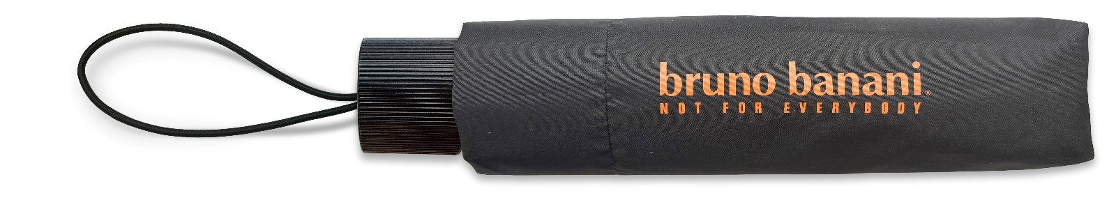 bruno banani Mini-Regenschirm – Handöffner, Stahl-Fiberglasgestell, Polyester Pongee, geriffelter Griff mit erhabenem Logo Schwarz Orange