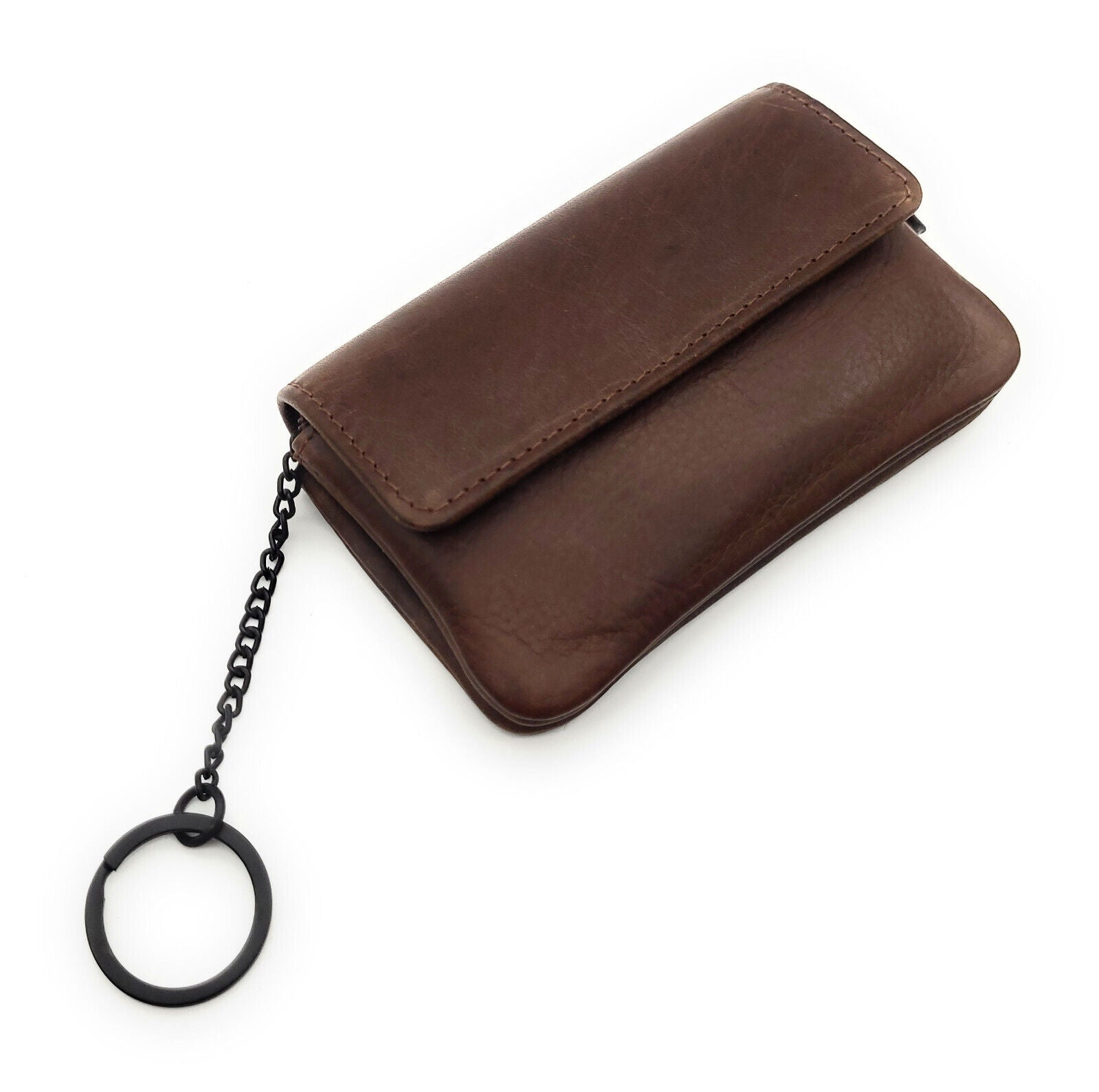 Jockey Club echt Leder Mikro Geldbörse Schlüsseletui gewachstes Rindleder braun