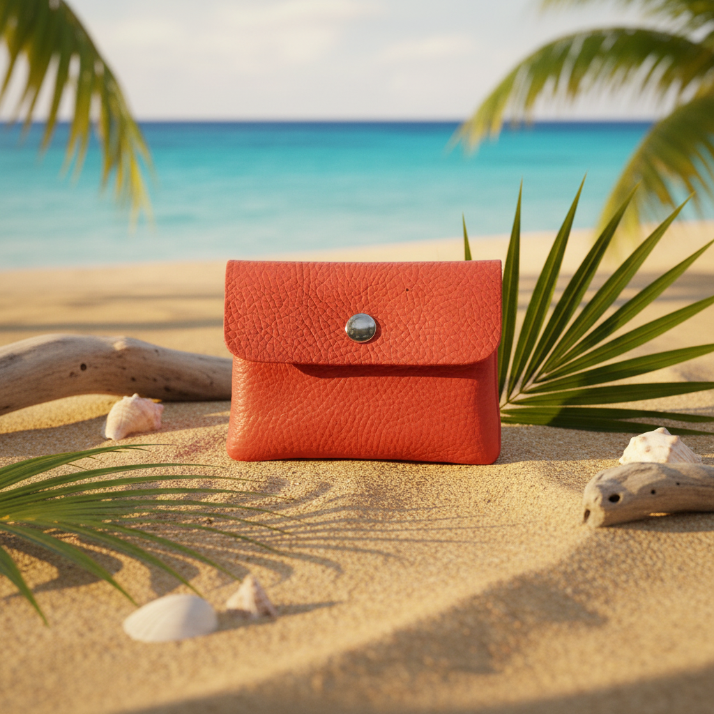 Mini Geldbörse aus echtem Rindleder – kompaktes Leder Portemonnaie Made in Italy lachsrot