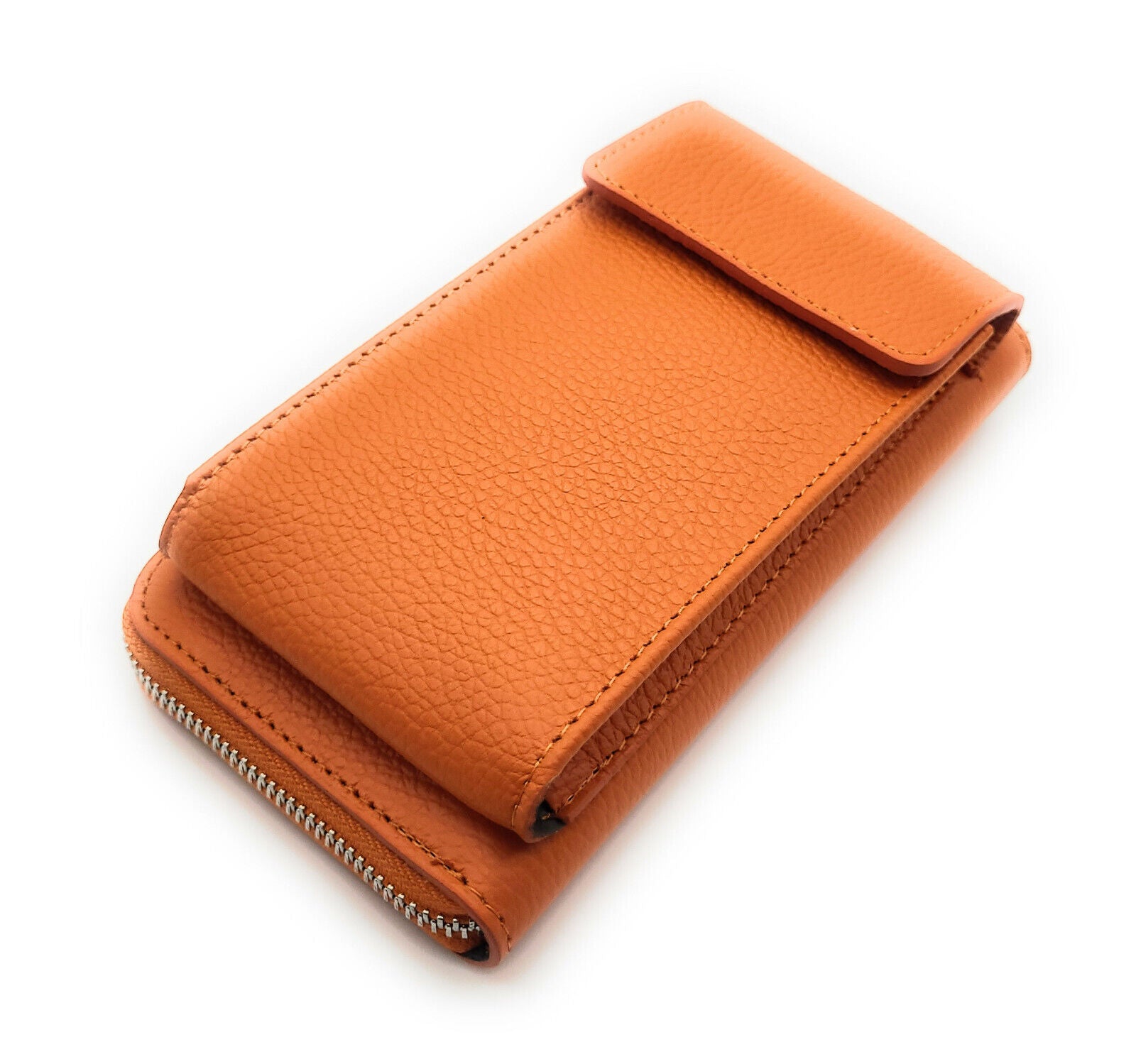 echt Leder Handybörse Smartphonetasche Geldbörse Umhängetasche made in Italy orange
