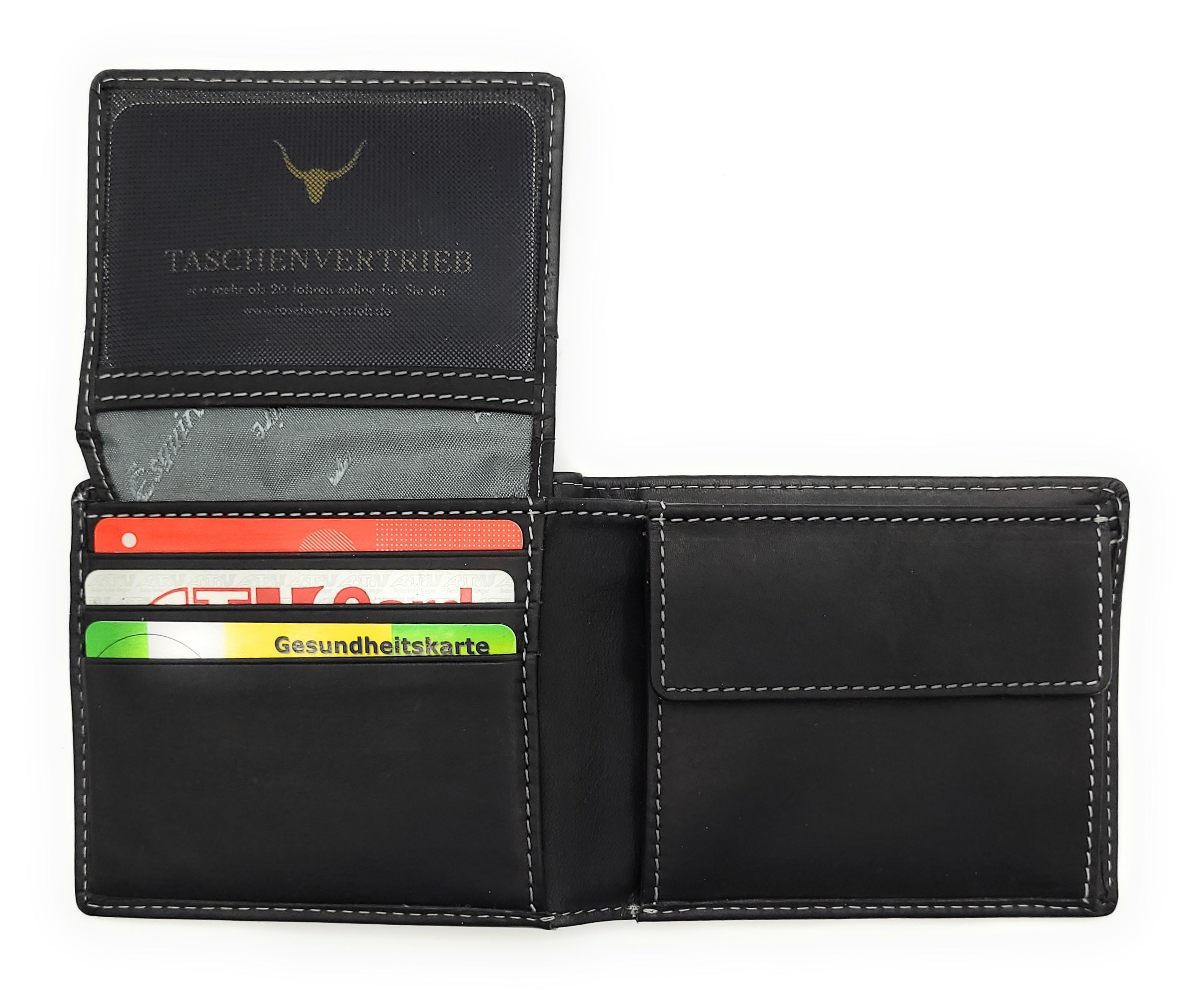 Esquire kompakte echt Leder Geldbörse Portemonnaie mit RFID Schutz "Dallas" schwarz