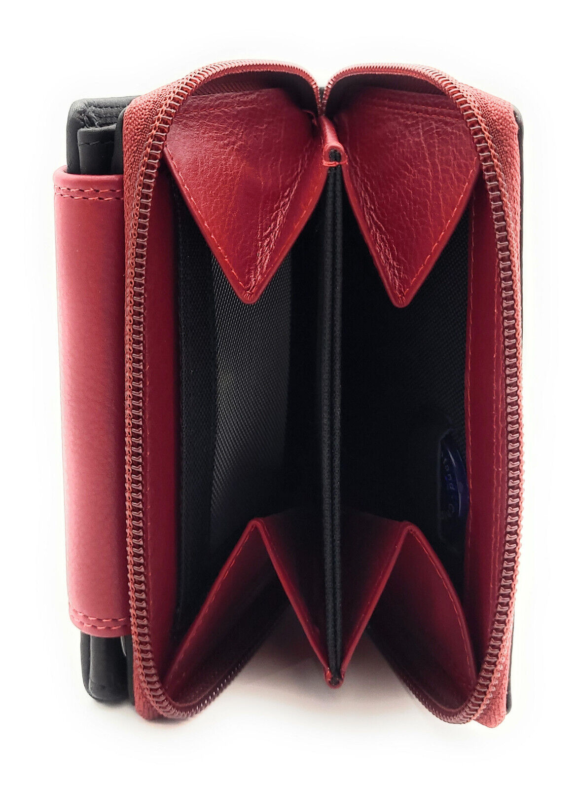 Jockey Club echt Leder Damen Geldbörse Portemonnaie Geldbeutel viele Fächer RFID Schutz schwarz rot