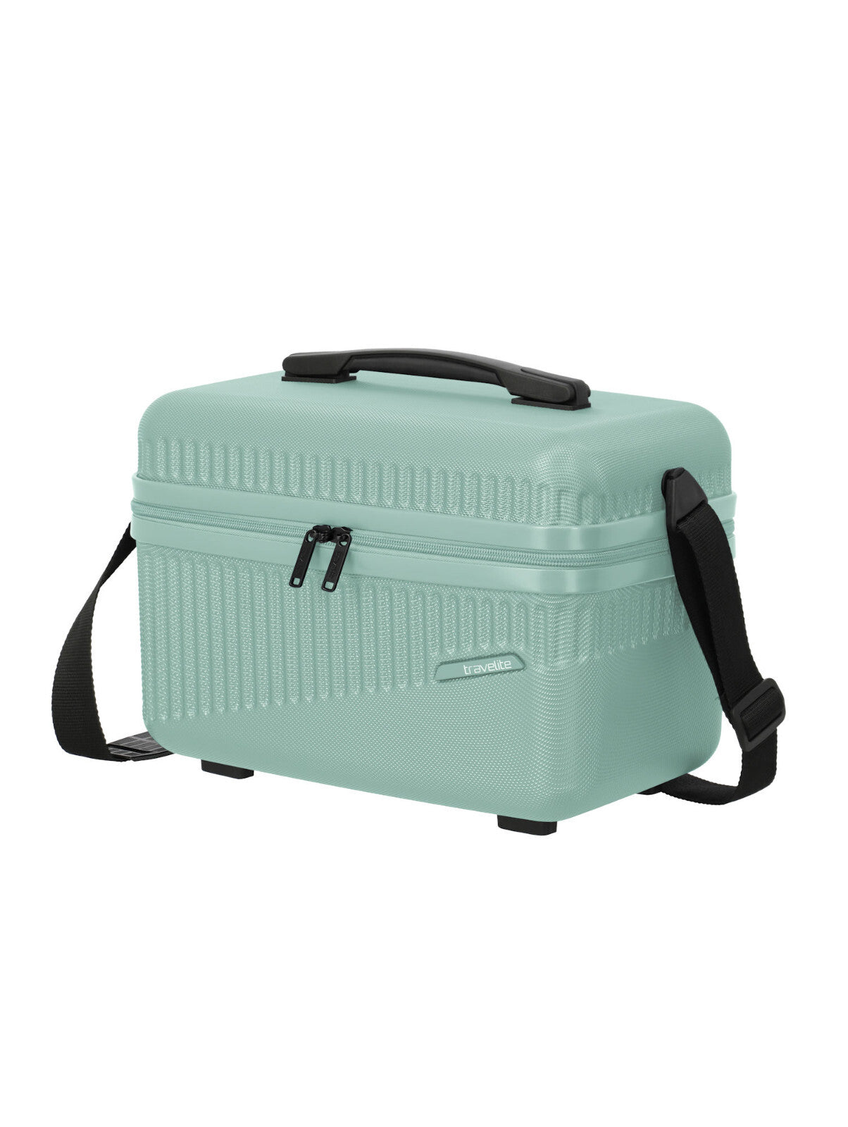 Travelite Bali Beautycase – Kosmetikkoffer 36 cm | 17 l | Hartschale mit Trolley-Aufsteckung & Schultergurt mintgrün