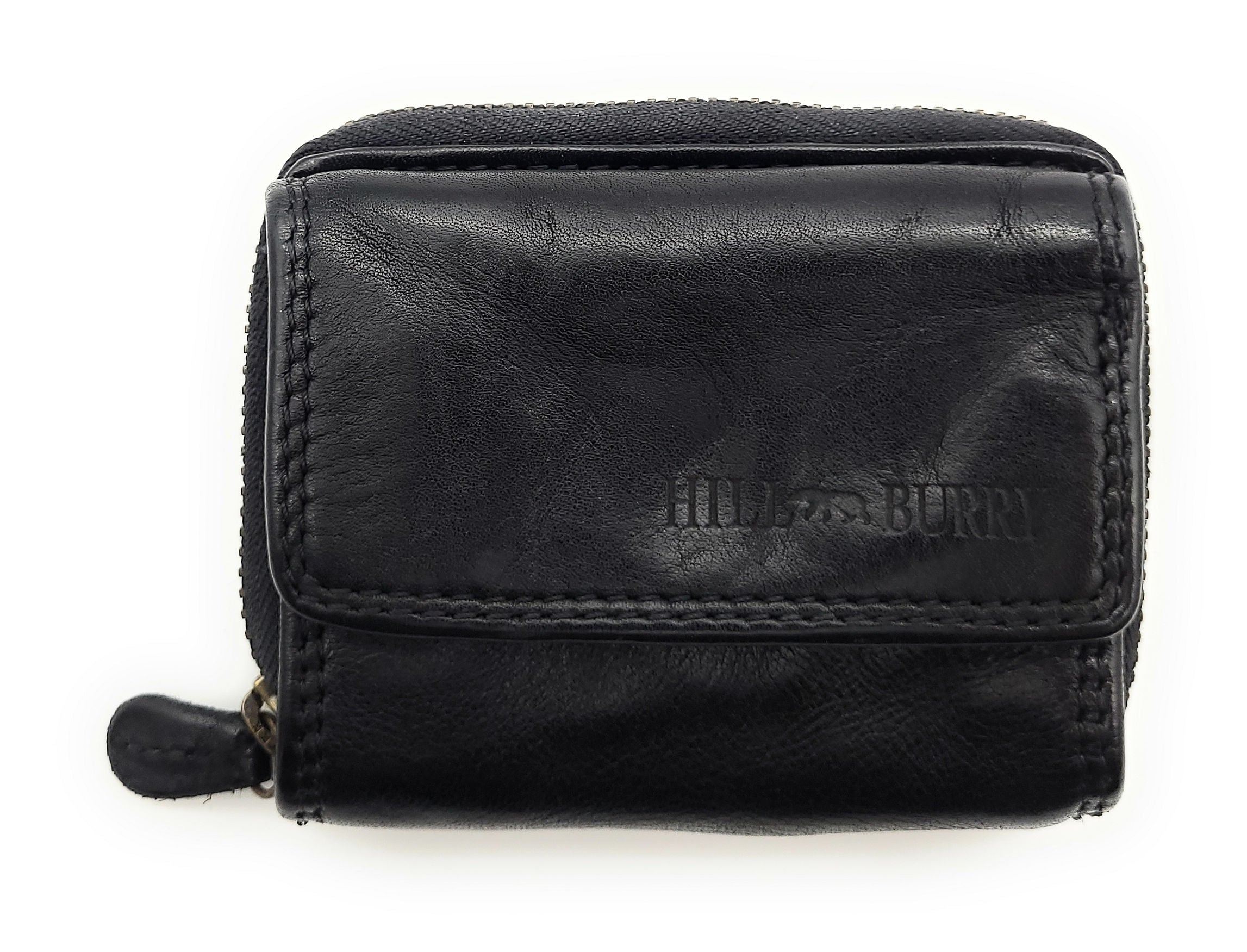 Hill Burry Mini echt Leder Damen Geldbörse Portemonnaie RFID Schutz Waschleder schwarz