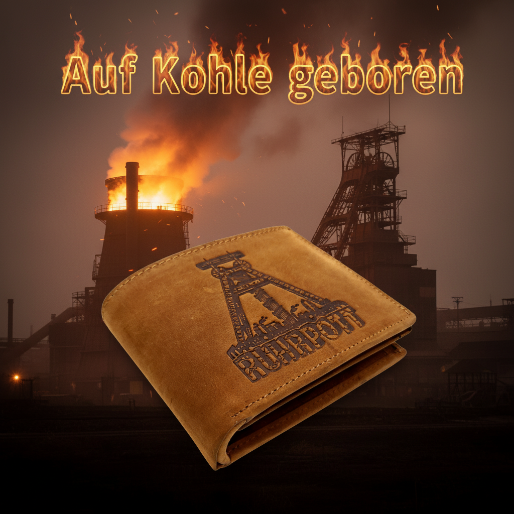 Jockey Club: Dein Kumpel im Pott - Die Büffelleder Geldbörse mit Förderturm und Ruhrpott Schriftzug für echte Pottköppe!