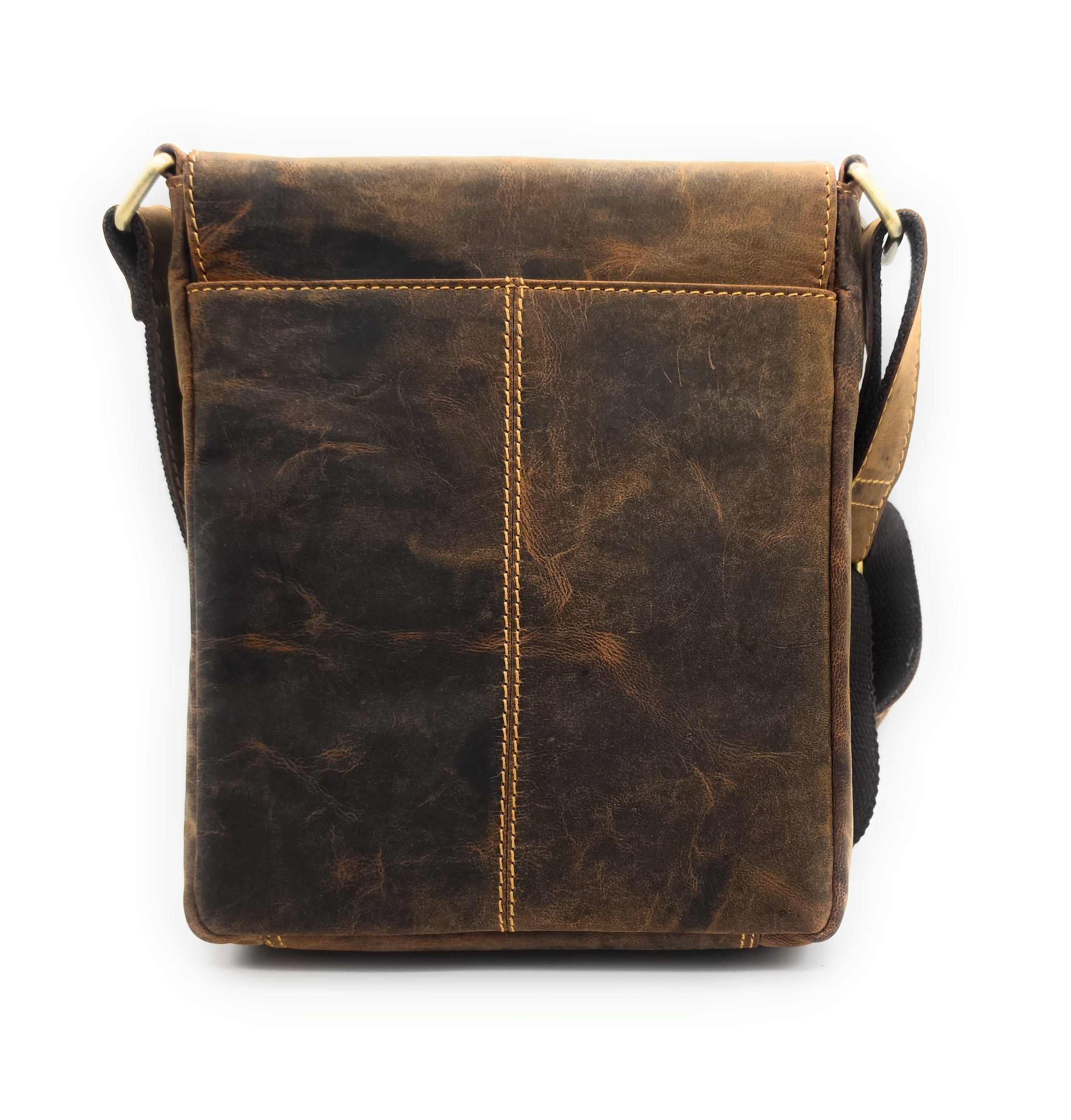 Hunters Umhängetasche Herren – Echtleder Vintage Braun, Messenger Bag mit Überschlag