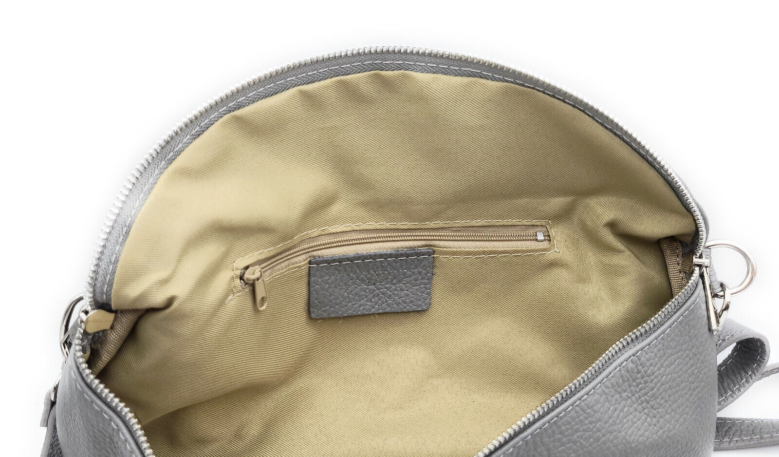 echt Leder XL Damen Crossbag Umhängetasche Schultertasche Handtasche made in Italy dunkelgrau