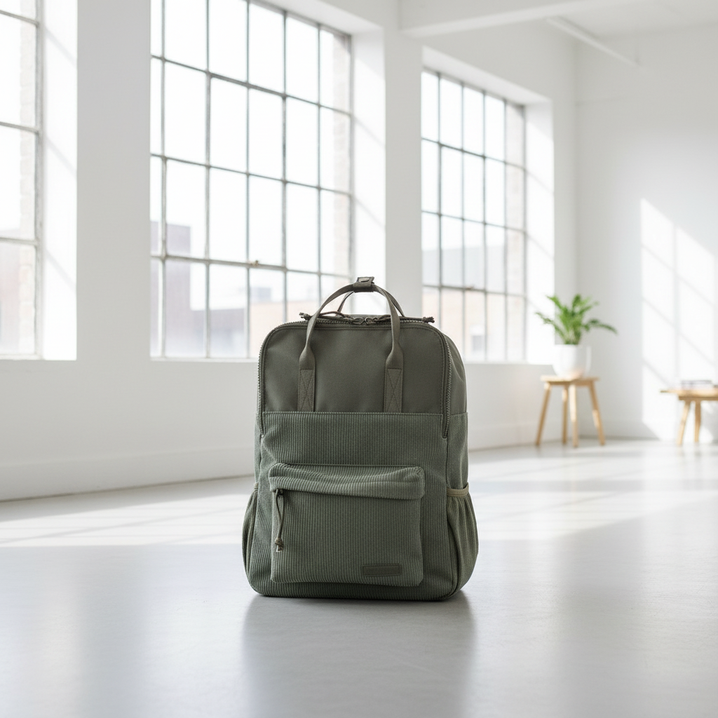 New Rebels Rucksack Ribbi Springfield mit Kordoptik und Tabletfach grün