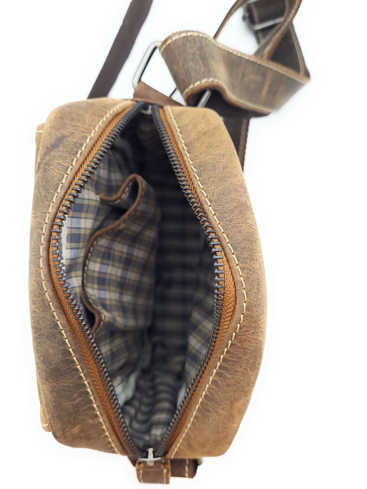 Ven Tomy kleine Umhängetasche Schultertasche Handtasche aus Büffelleder im vintage Look braun