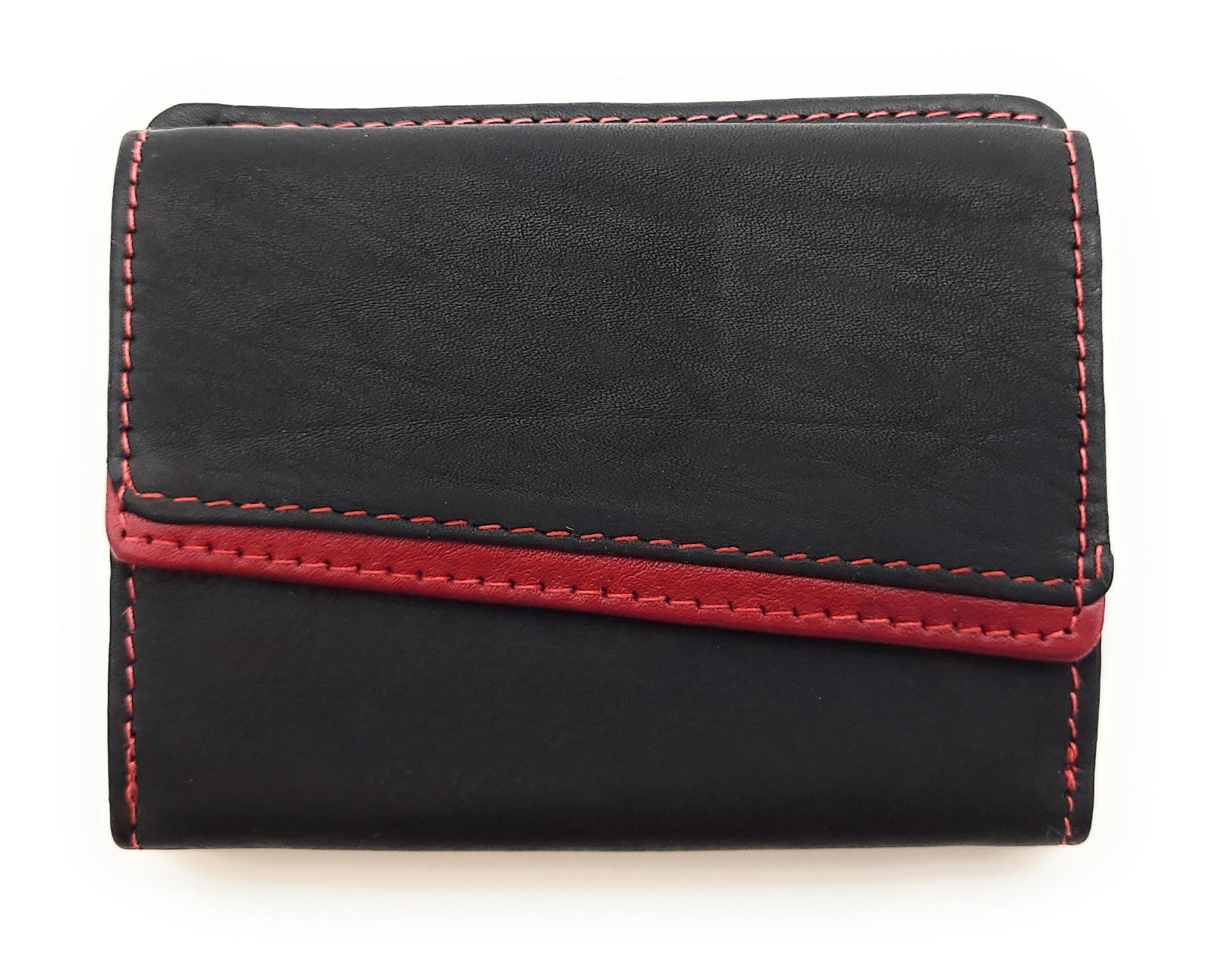 Jockey Club Mini Geldbörse aus Rindleder – Bicolor Lederbörse mit Kontrastnaht, Kartenfächern, Münzfach mit Chipfach, weich & kompakt, 80x95mm