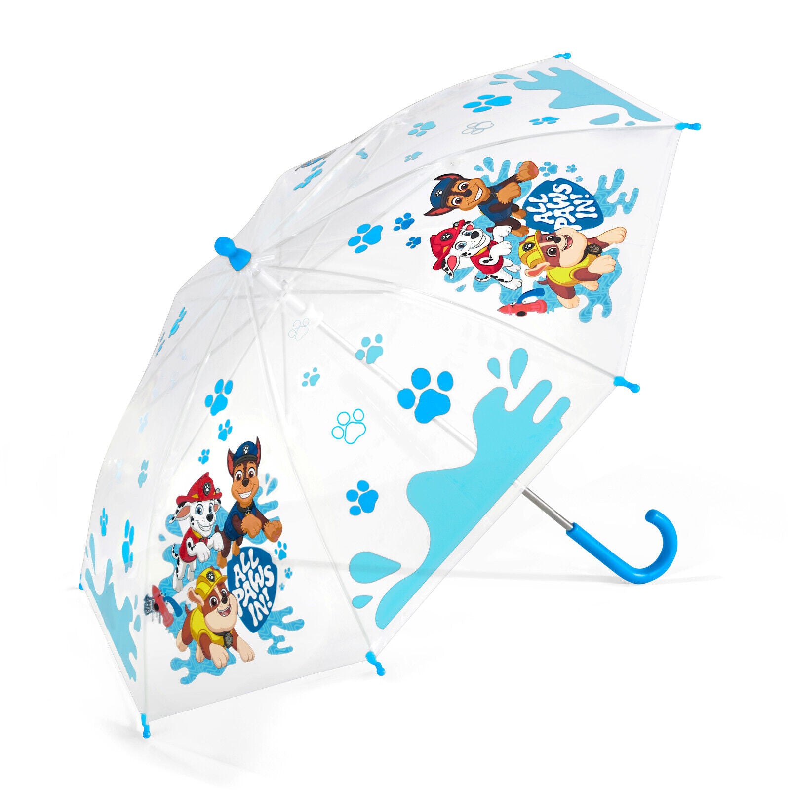 Paw Patrol Kinder-Regenschirm – Leichter transparenter Schirm mit Rundhakengriff