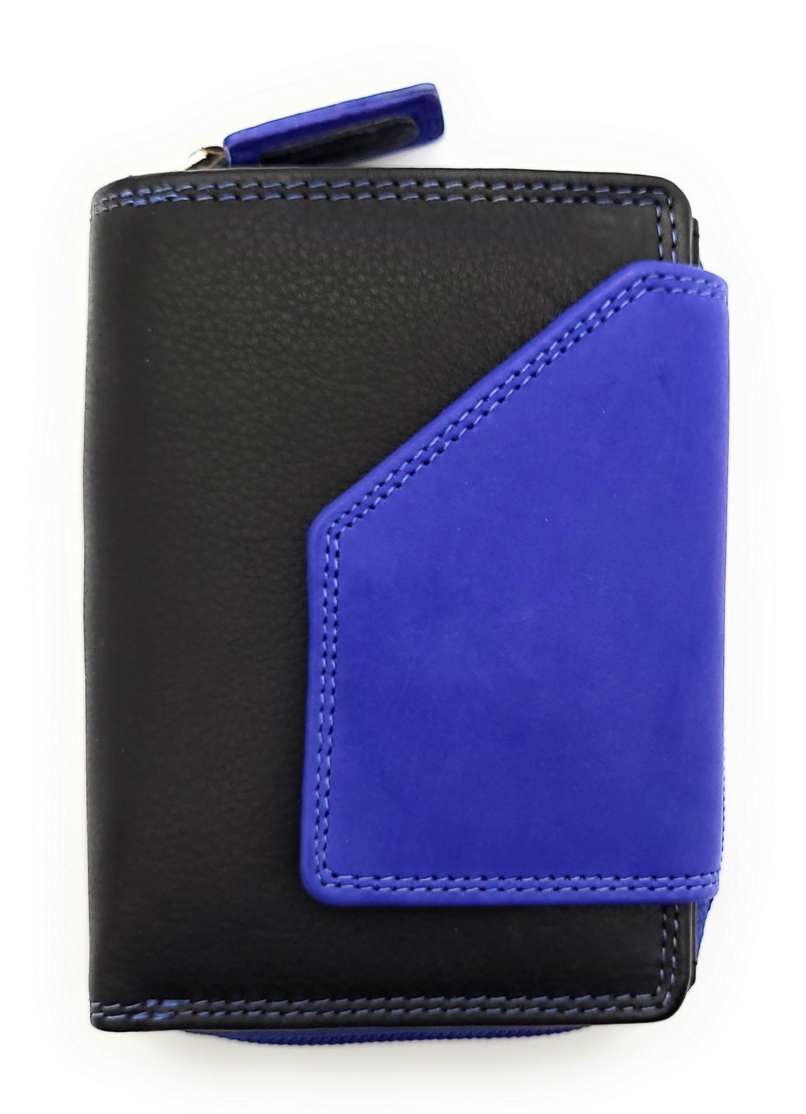 Jockey Club echt Leder Damen Geldbörse Portemonnaie Geldbeutel viele Fächer RFID Schutz schwarz royalblau