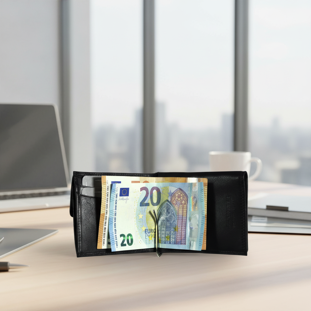 Jockey Club RFID Leder-Geldbörse mit Dollarclip & Münzfach - Geldklammer – Schwarz, echtes Nappaleder