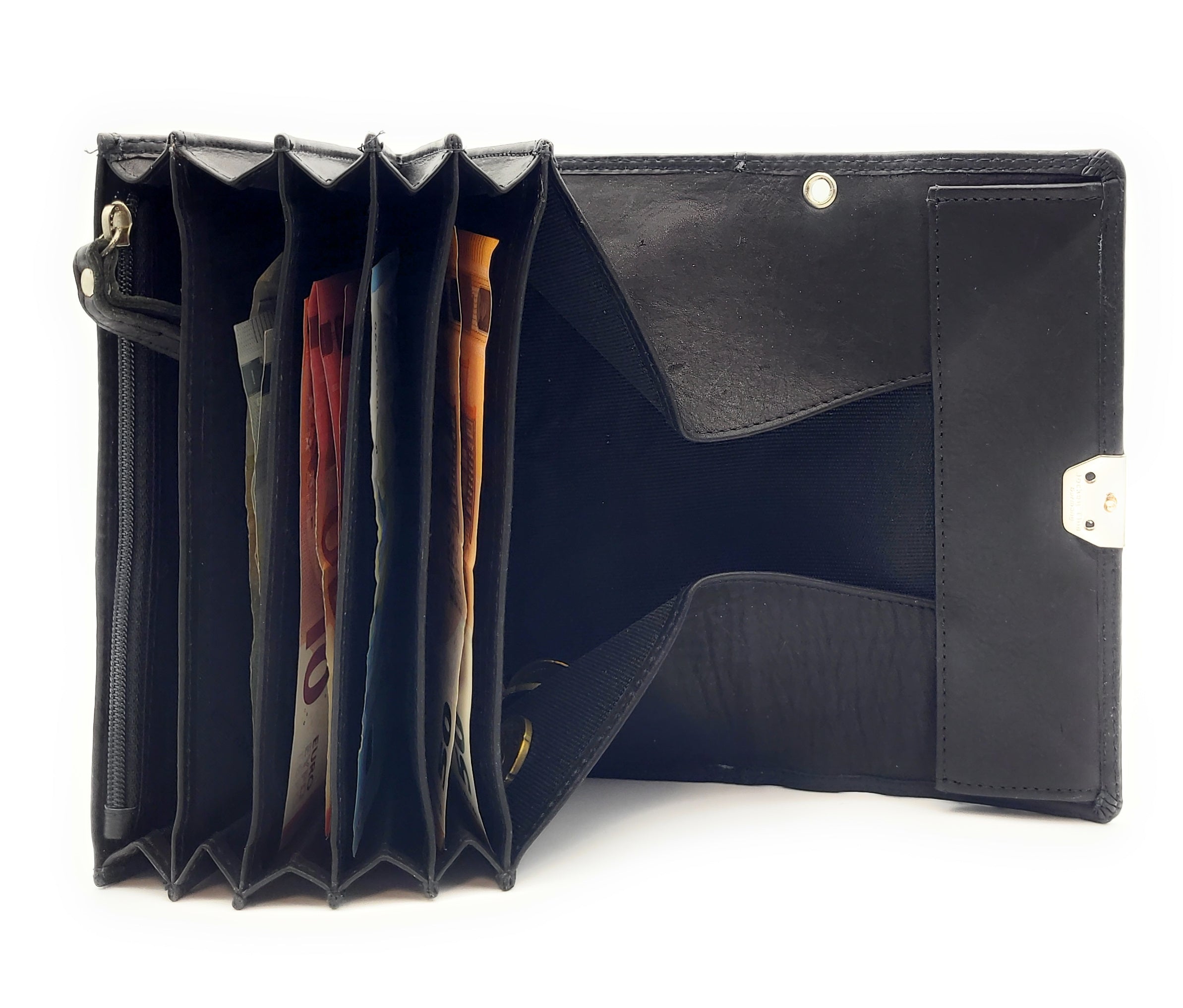 Jockey Club echt Leder Kellnerbörse Geldbörse Portemonnaie Softleder Basic schwarz