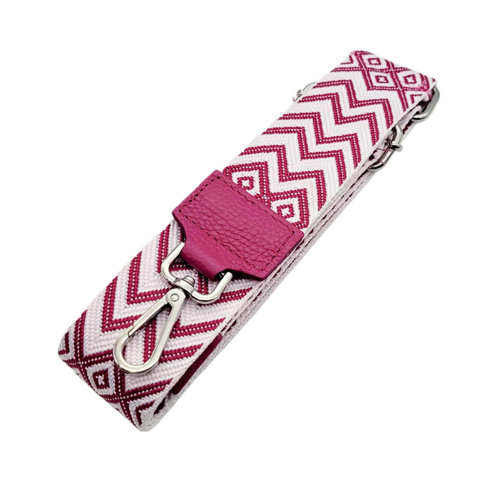 Ersatz Taschengurt Schultergurt Tragegurt Schulterriemen 5cm made in Italy pink weiß silber