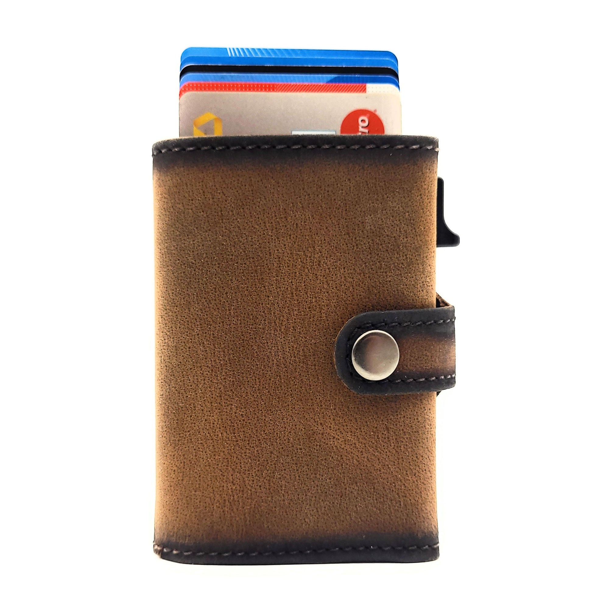 Jockey Club Slim Wallet ClipX RFID – Leder Geldbörse mit Münzfach Braun
