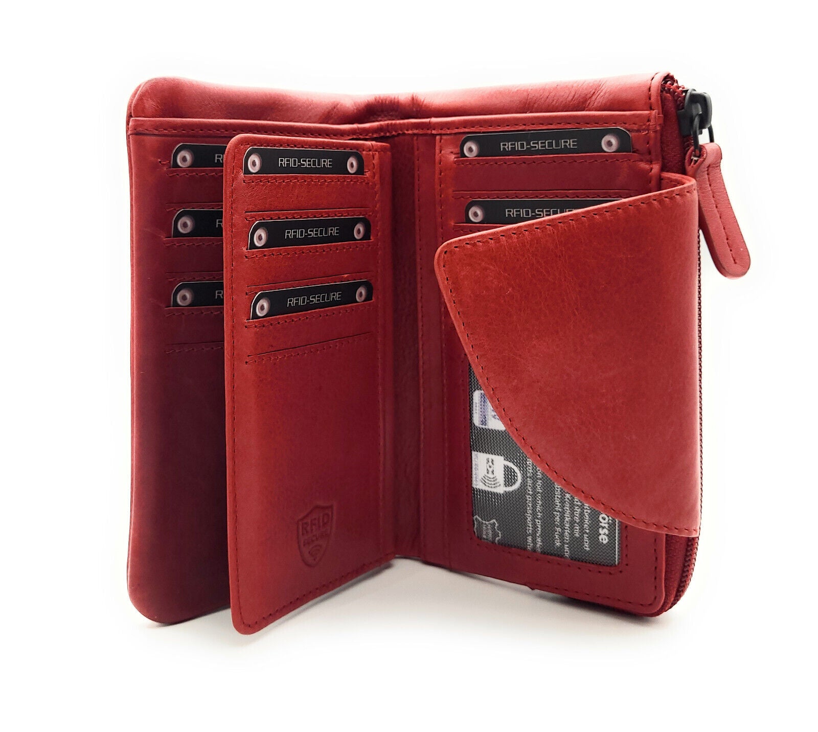 Jockey Club echt Leder Geldbörse Portemonnaie Geldbeutel mit RFID Schutz rot