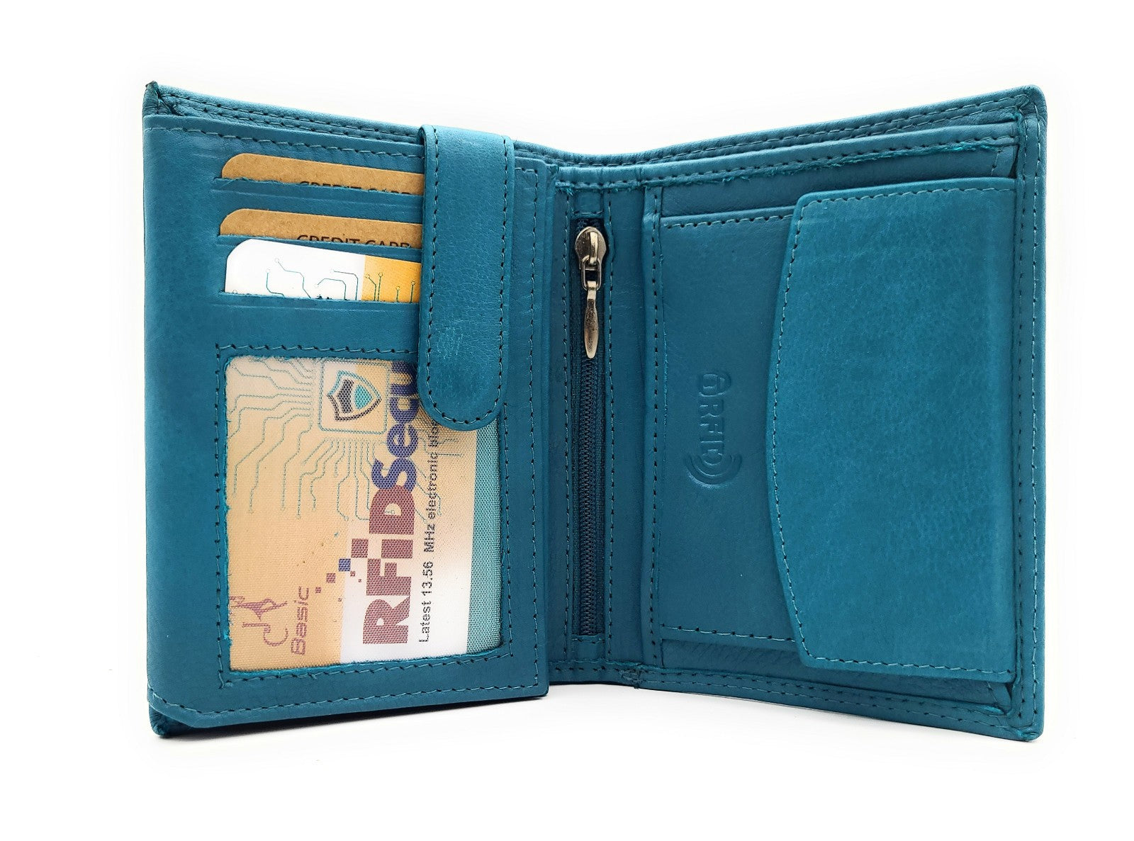 Jockey Club Basic echt Leder Geldbörse Portemonnaie Geldbeutel RFID NFC Schutz petrol