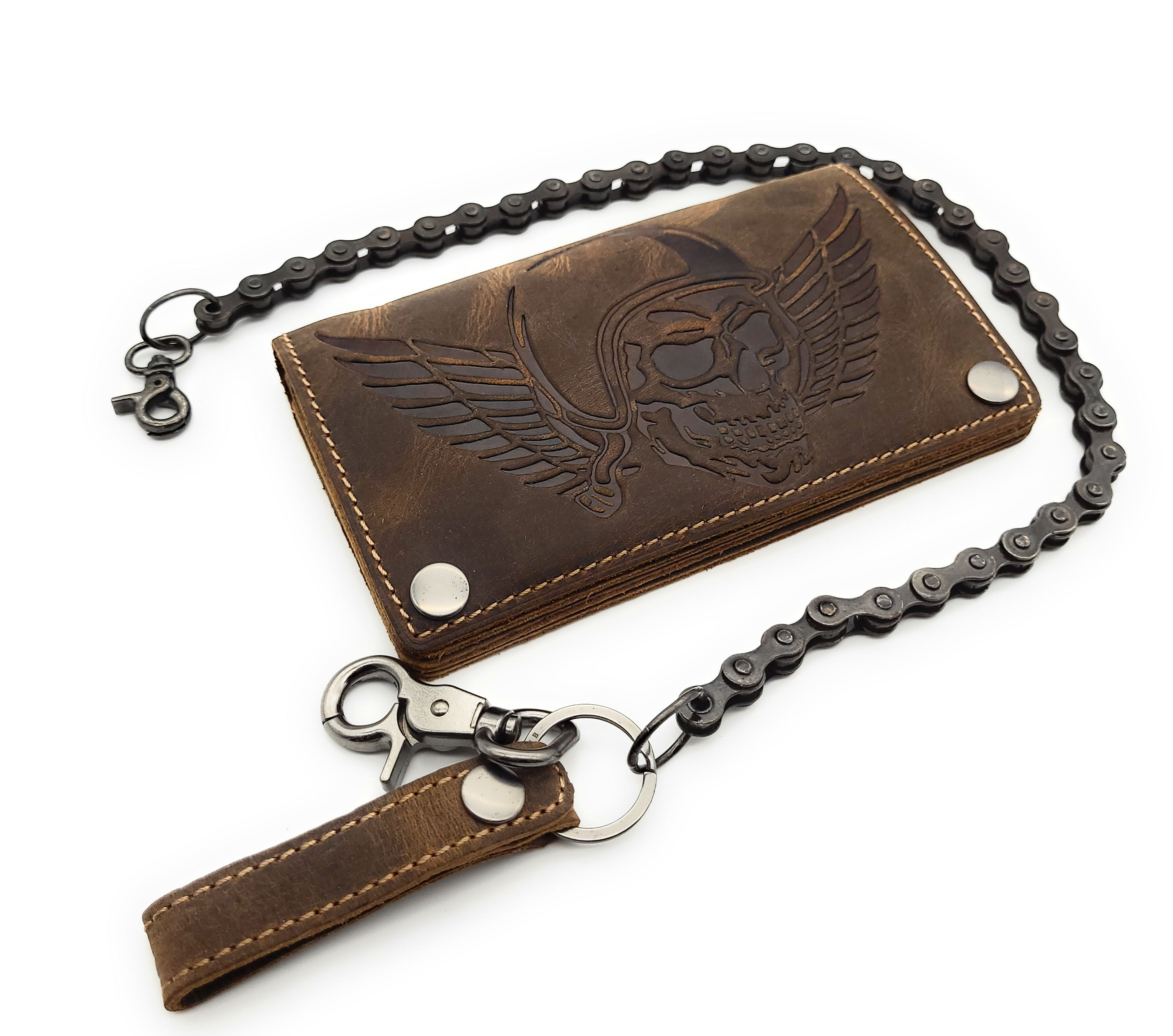Jockey Club Biker Geldbörse | Hunterleder | RFID-Schutz | Kettensicherung | Vintage Design